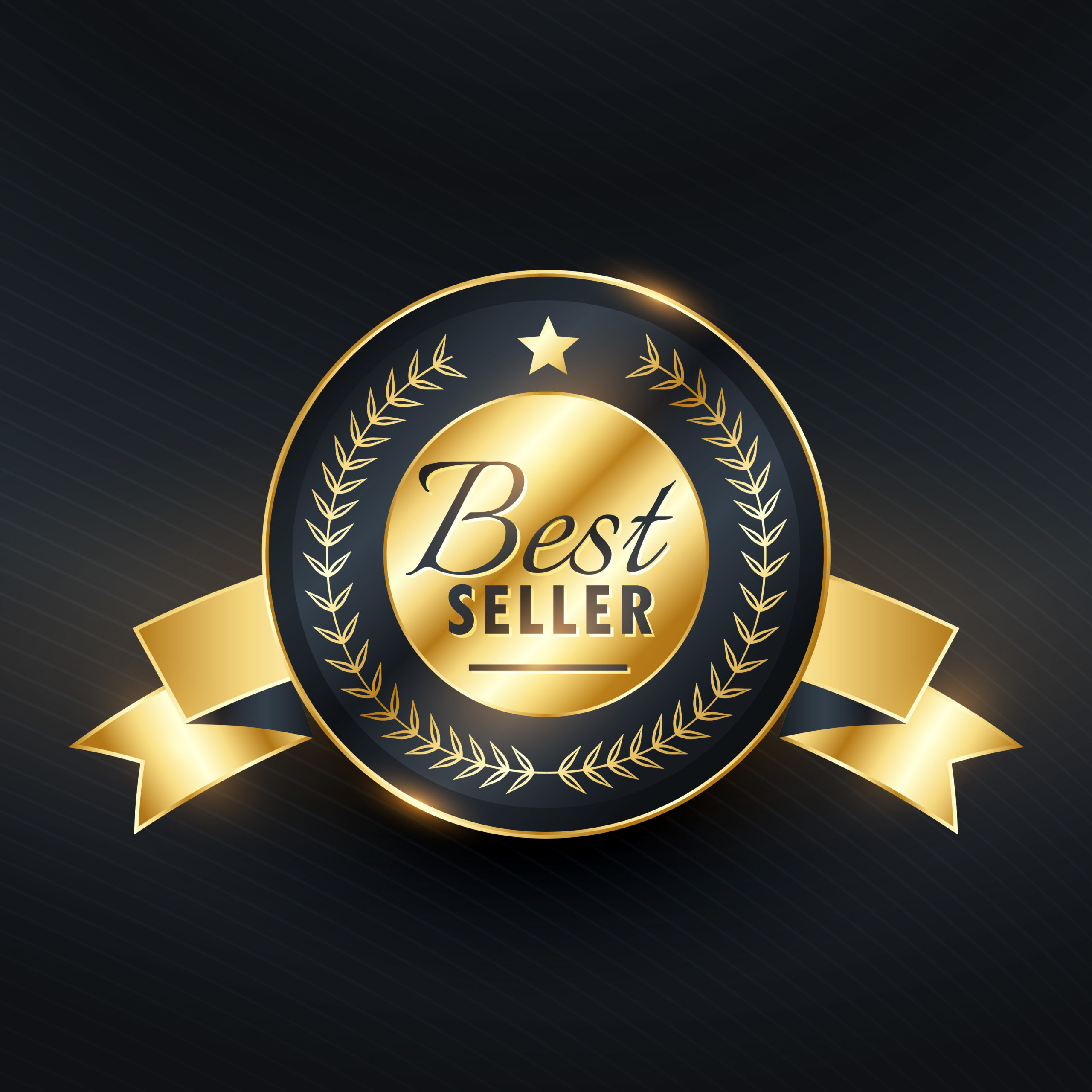 best seller golden label badge vector design